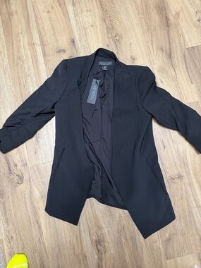 Rachel Zoe Black Open-Front Draped Blazer